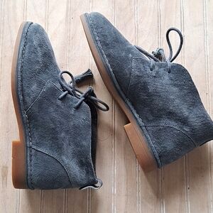New Hush Puppies Chukka Boots Grey Suede Round Toe Women Lace Up Ankle Boots